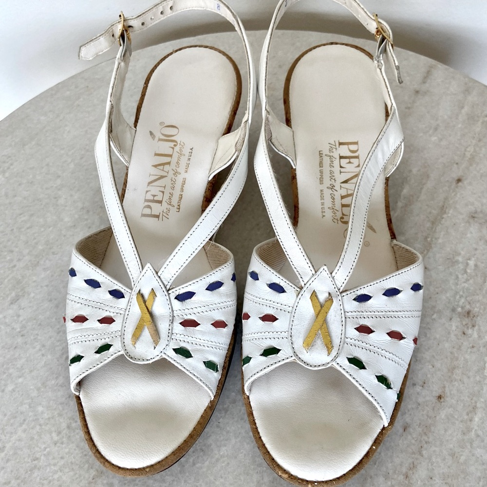 Vintage Penaljo White Leather Sandals